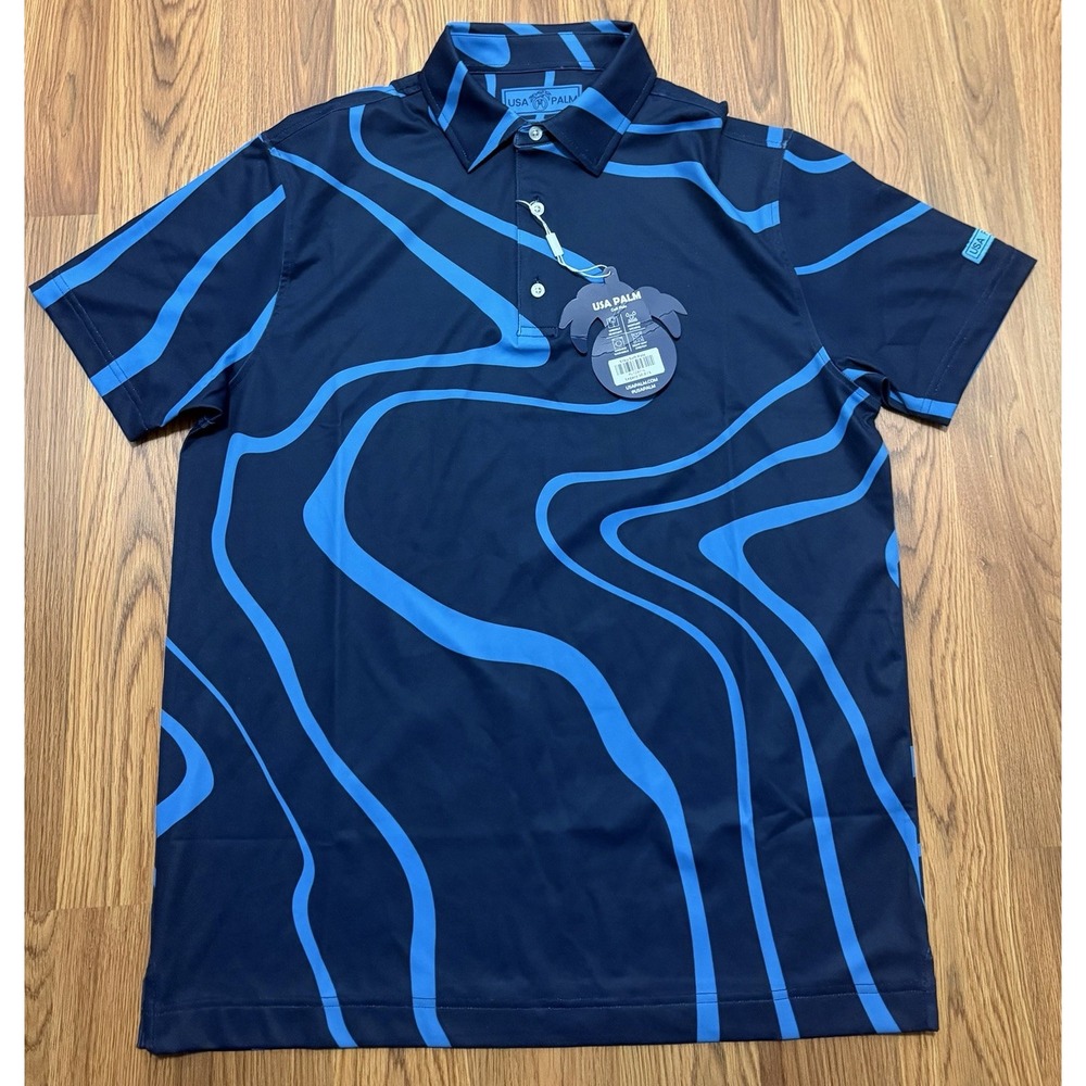USA Palm Polo Mens Large Legacy 50.0 Silky Soft Golf Abstract Stretch NWT